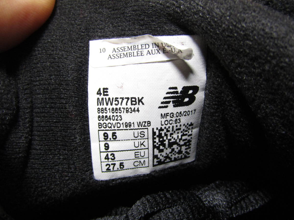 Y送料無料■013 美品【newbalance ニューバランス】MW577BK スニーカー ブラック US 9.5 27.5cm_画像8