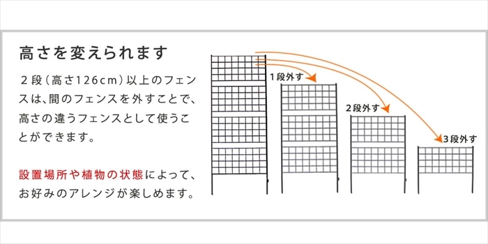 アイアンフェンス 高さ226 グラフ 1枚 フェンス アイアン ガーデンフェンス 枠 柵 仕切り 目隠し 境目 ブラック M5-MGKSMI00364BLK_画像8