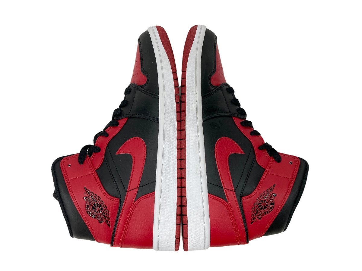 20年製 NIKE (ナイキ) AIR JORDAN 1 MID BRED エアジョーダン1ミッド ブレッド スニーカー 554724-074 27cm US9 赤×黒 メンズ/028_画像3