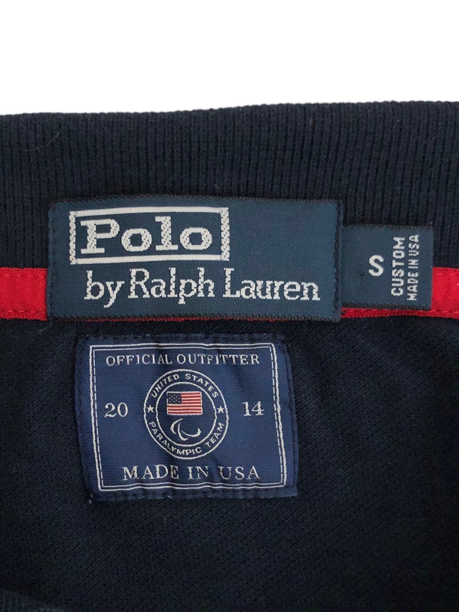 POLORALPH LAUREN (ポロラルフローレン) 半袖ポロシャツ 鹿の子 2014年 USA アメリカ代表 パラリンピック 紺 ネイビー S メンズ/004_画像3