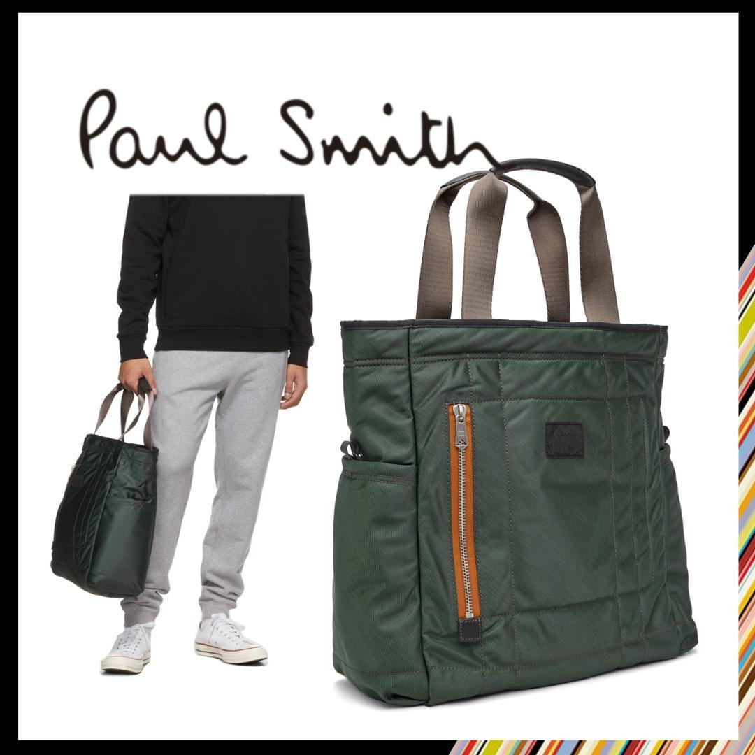 ○★新品 未使用 Paul Smith リバーシブル グリーン トートバッグ○●_画像1