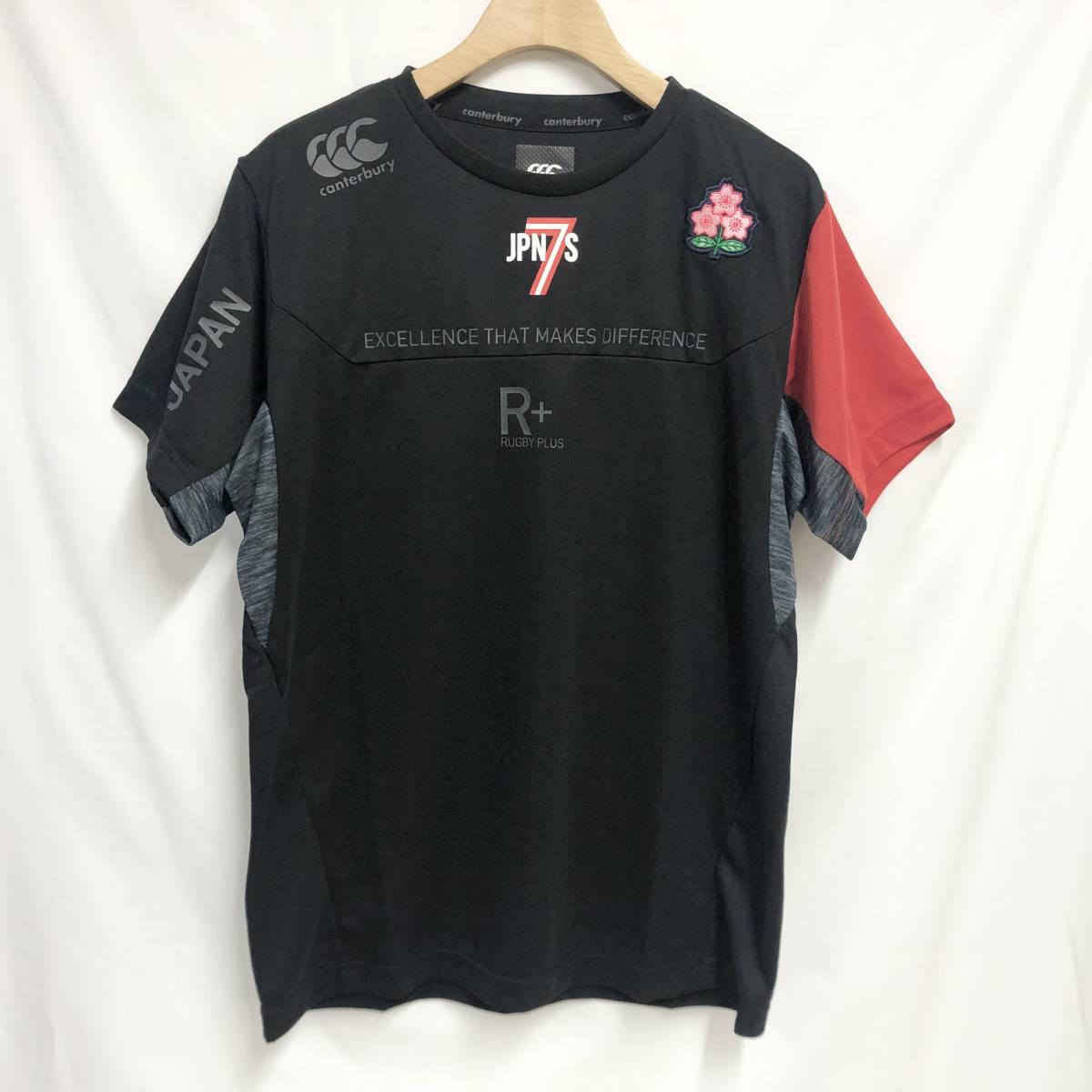 ○★新品未使用　CANTERBURY（カンタベリー）　ラグビー 日本代表セブンス ワークアウトTシャツ　M　ブラック★○_画像1