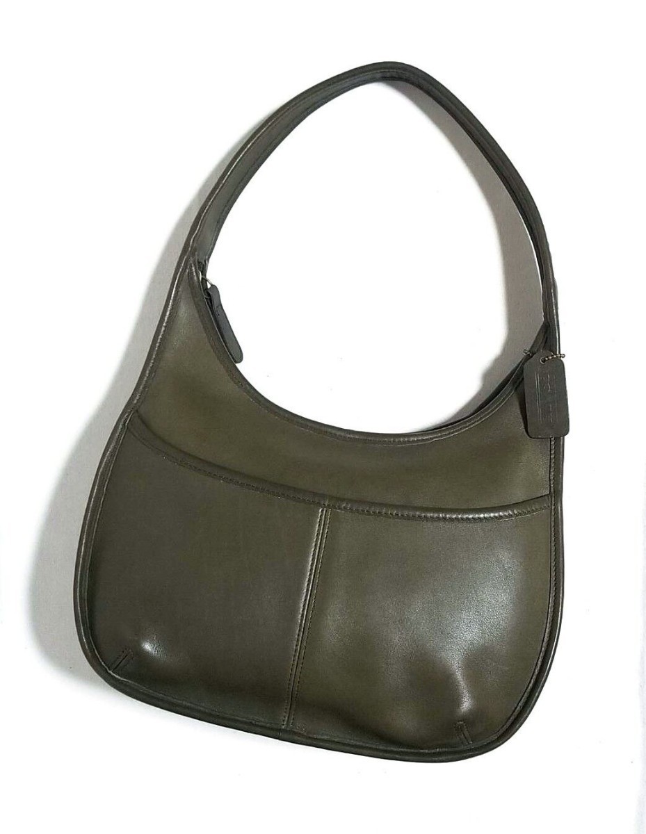 超美品☆9033 COACH コーチ ショルダーバッグ エルゴ レザー オリーブ
