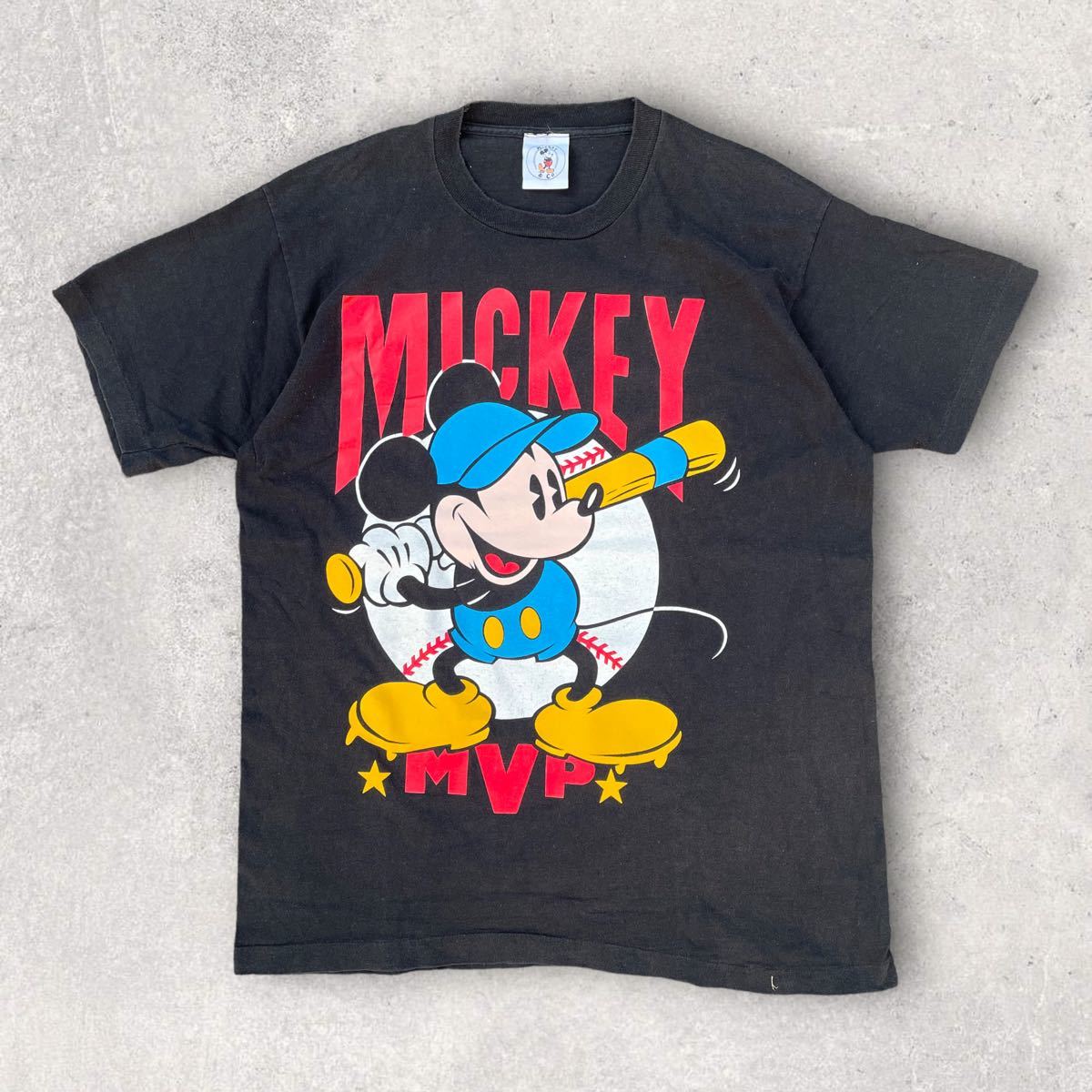 【希少】 90s Disney ミッキーマウス 初期 オフィシャル ヴィンテージ ディズニー USA ビッグサイズ 半袖 Tシャツ ベースボール XL〜_画像1