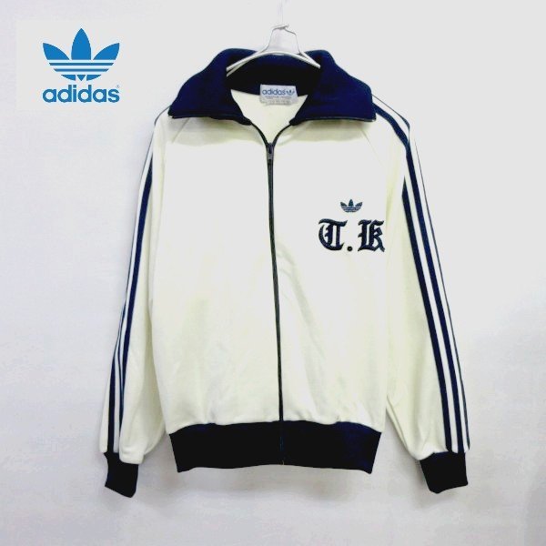 ■adidas/アディダス/長袖トラックジャケット/ジップアップ/ジャージ/トレフォイル/デサント/ブルー×オフホワイト　[FZ0356_[FZ0356]　の画像1