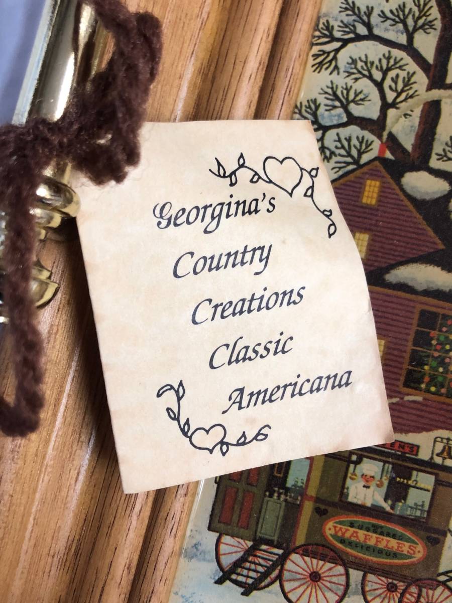 Georgina’ｓ Country Creations Classic Americana ウッドトレー アンティーク風 雪景色_画像4