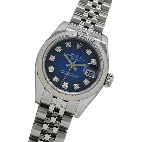 ロレックス ROLEX デイトジャスト 179174G D番 時計 レディース ブランド 10P ダイヤモンド ブルーグラデーション 自動巻き AT SS WG