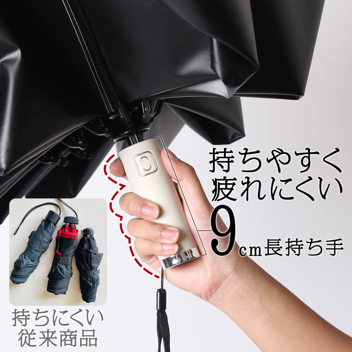 【新品即決】折りたたみ傘 自動開閉 晴雨兼用 逆さ傘 特大 118cm 暑さ 熱中症対策（ブラック）_画像9