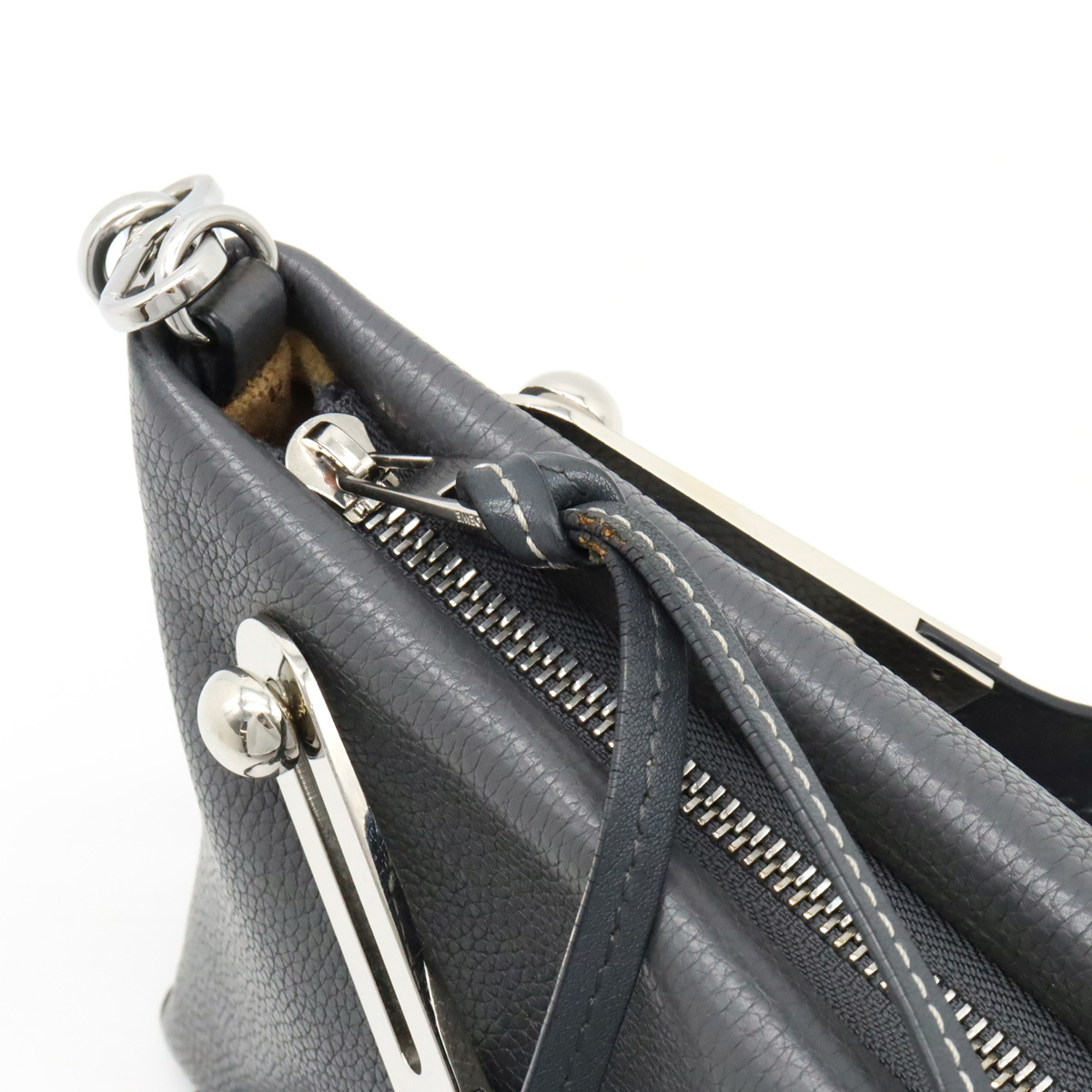 LOEWE Loewe hole gram misi- small clutch bag 2WAY shoulder bag diagonal .. leather gray 