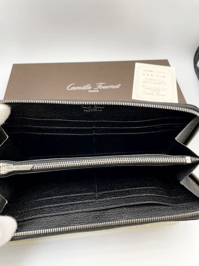 極美品 旧ロゴ カミーユフォルネ ロングジップウォレット 長財布 アリゲーター マット ブラック camille fournet カミーユ フォルネ _画像3