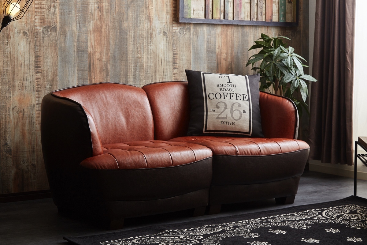 [ new goods ]Comet 2WAY two seater . sofa sofa 2 seater .2P sofa leather natural tree Brown 