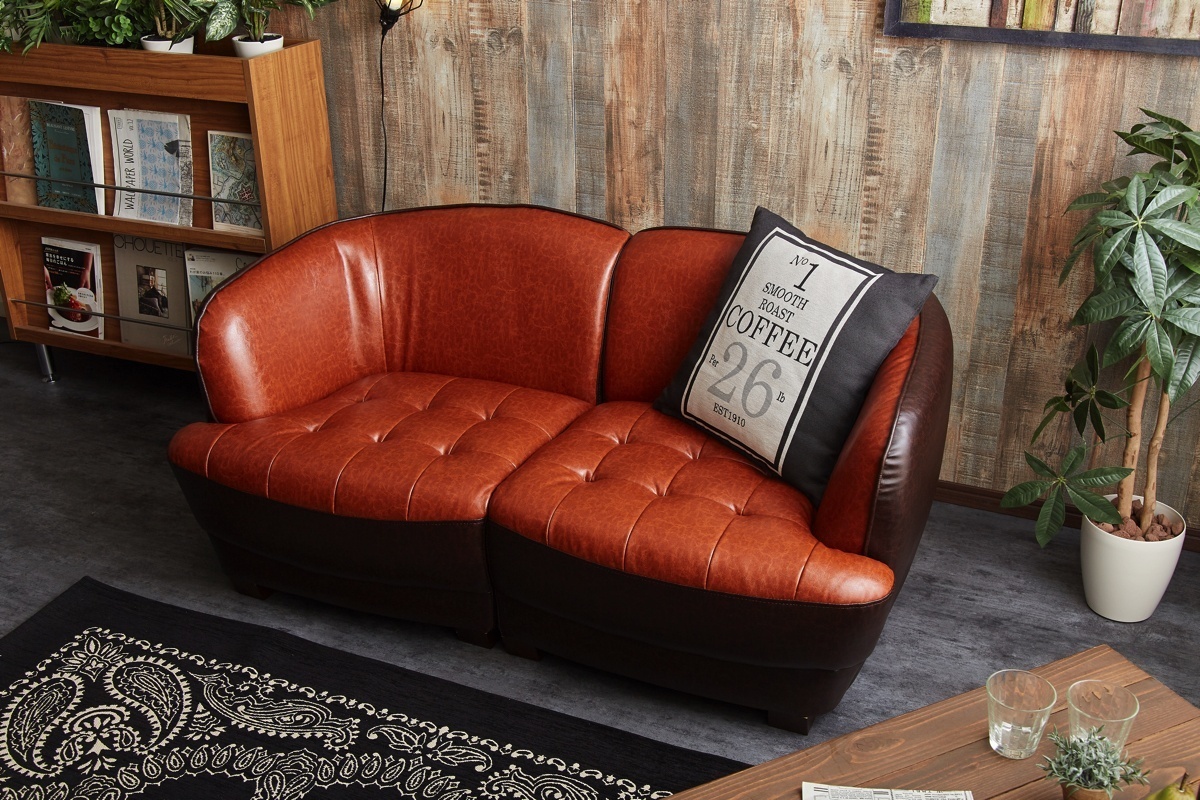 [ new goods ]Comet 2WAY two seater . sofa sofa 2 seater .2P sofa leather natural tree Brown 