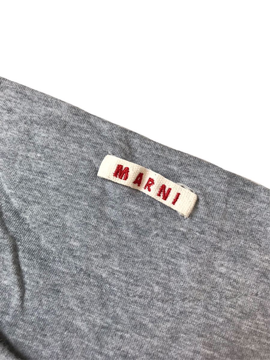 (D) MARNI マルニ ダブルフェイス コットン 半袖 Tシャツ 46 グレーの画像5