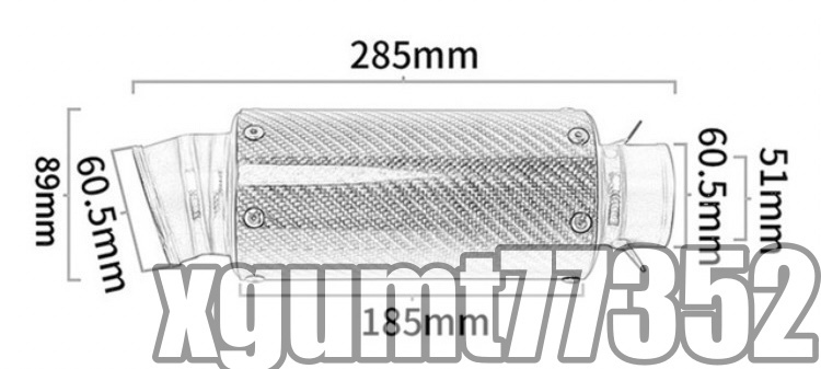 超得●【フルチタン製】【50.8mm用】汎用GP菅ショートサイレンサー 全長285mm スリップオン マフラー 【カーボン製バンド付】_画像3