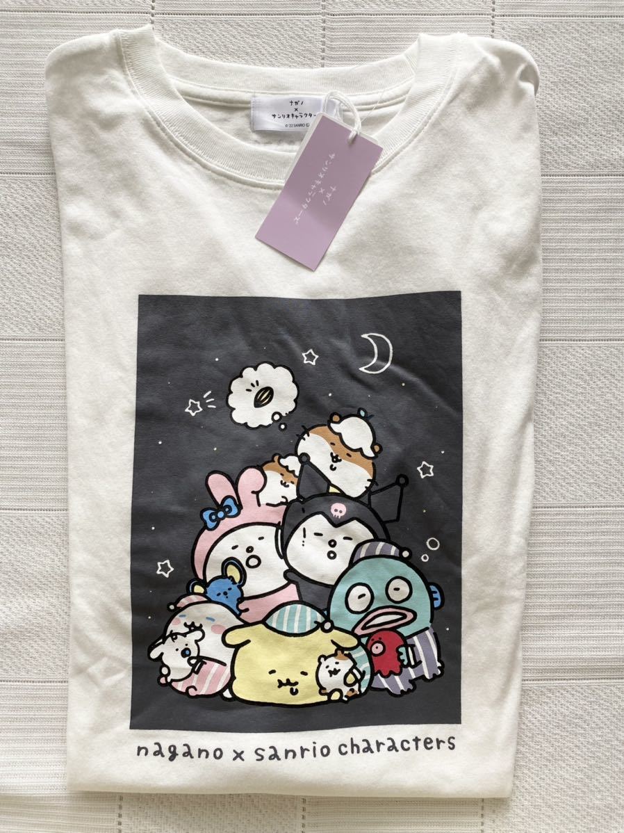 価格￥2200★新品　レディースM　ナガノ×サンリオキャラクターズ　半袖Tシャツ　シナモン プリン ハンギョドン マイメロ クロミ ちいかわ_画像1