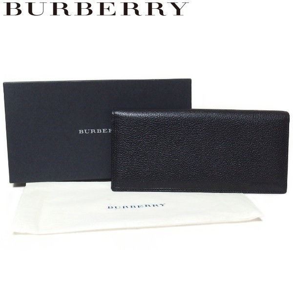 独特な 【送料無料】 長札入れ レザー ロゴ 極美品☆BURBERRY 黒