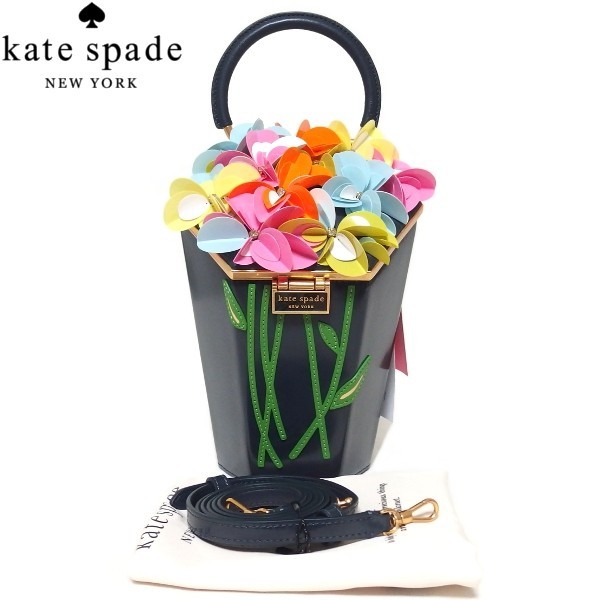 未使用★Kate spade イン ブルーム エンベリッシュ 3D ブーケ トップハンドル バッグ KB117 2Way 花 ハンドバッグ ケイトスペード★