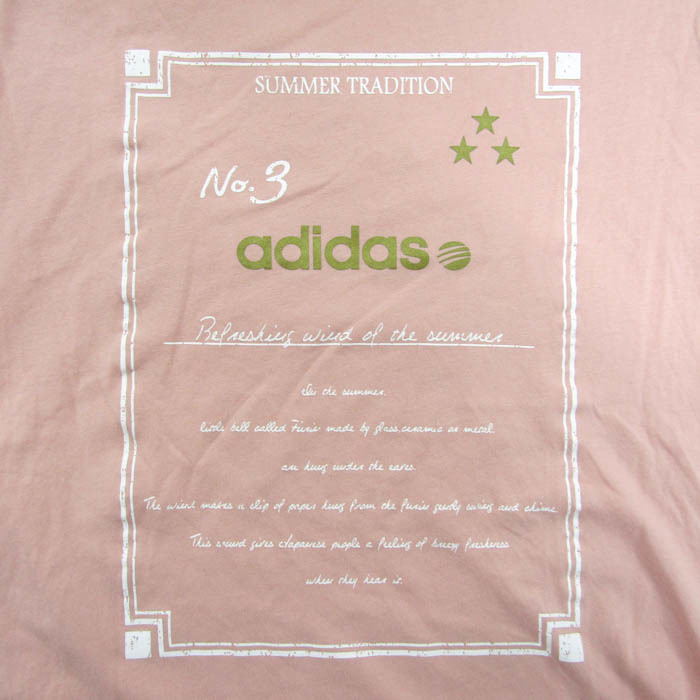 アディダス 半袖Ｔシャツ フロントプリント ネオレーベル コットン トップス レディース Mサイズ ピンク adidas_画像4