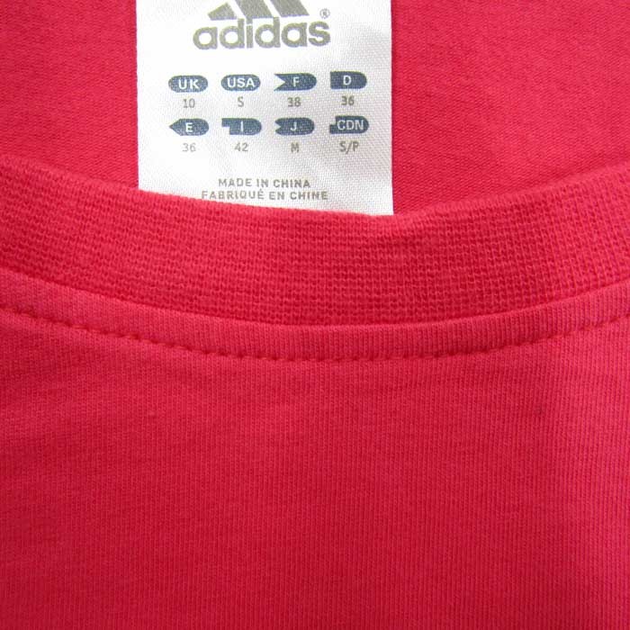 アディダス 半袖Tシャツ グラフィックT コットンストレッチ トップス レディース Mサイズ レッド adidasの画像3