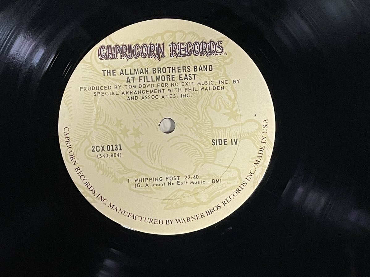 ４９９　レコード　米CAPRICON盤2LP！STERLING刻印 THE Allman Brothers Band At Fillmore East 2CX 0131_画像7