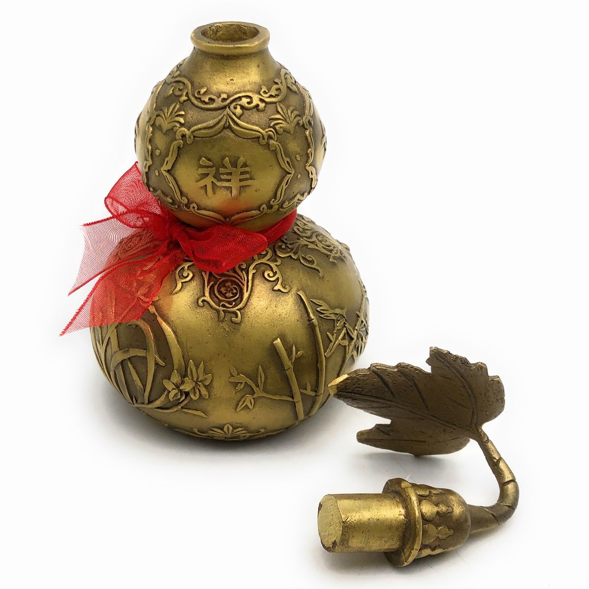  ornament calabash Gold color ... meaning . flower. pattern red ribbon ( small size )
