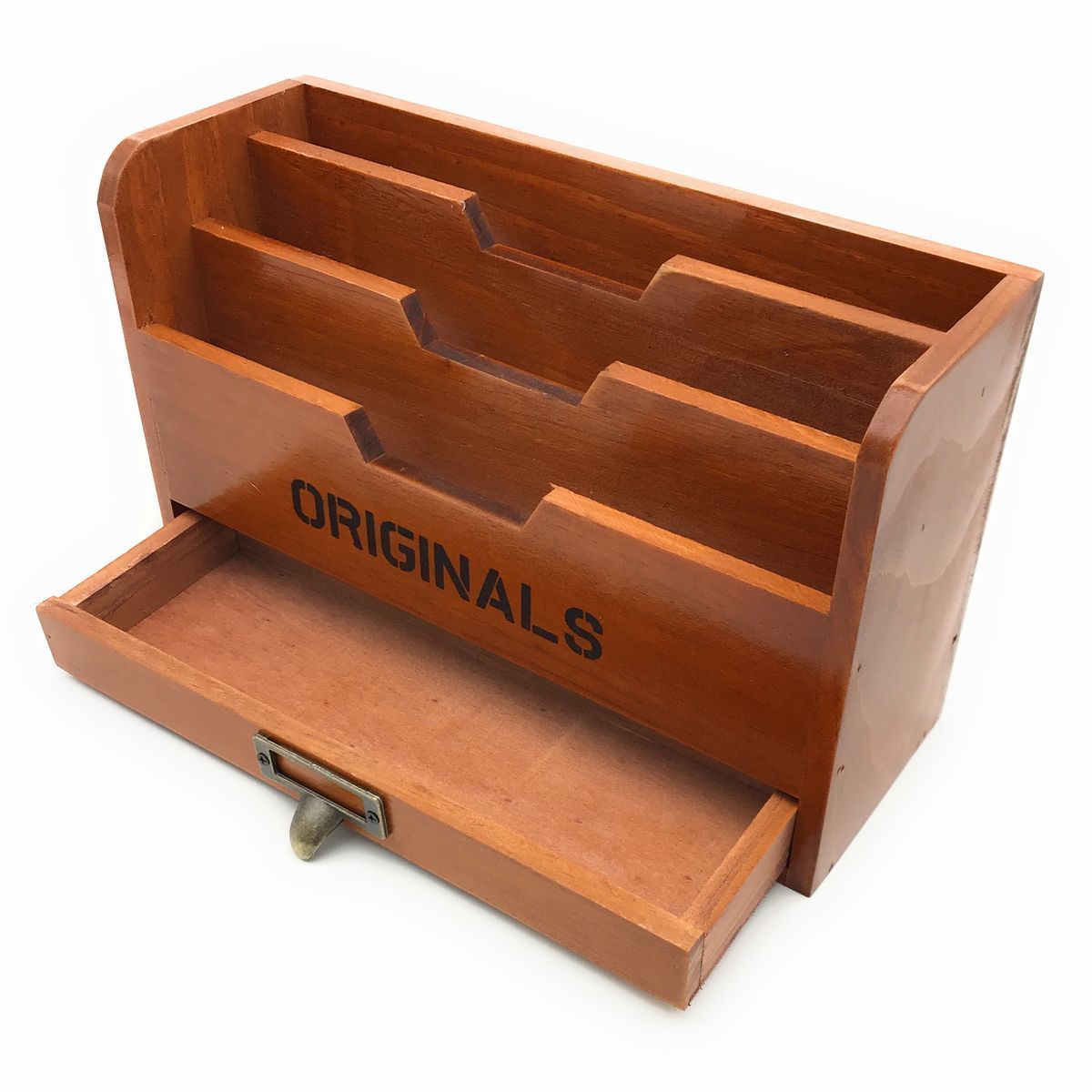  подставка для журналов Vintage способ из дерева выдвижной ящик имеется настольный размер ( натуральный )