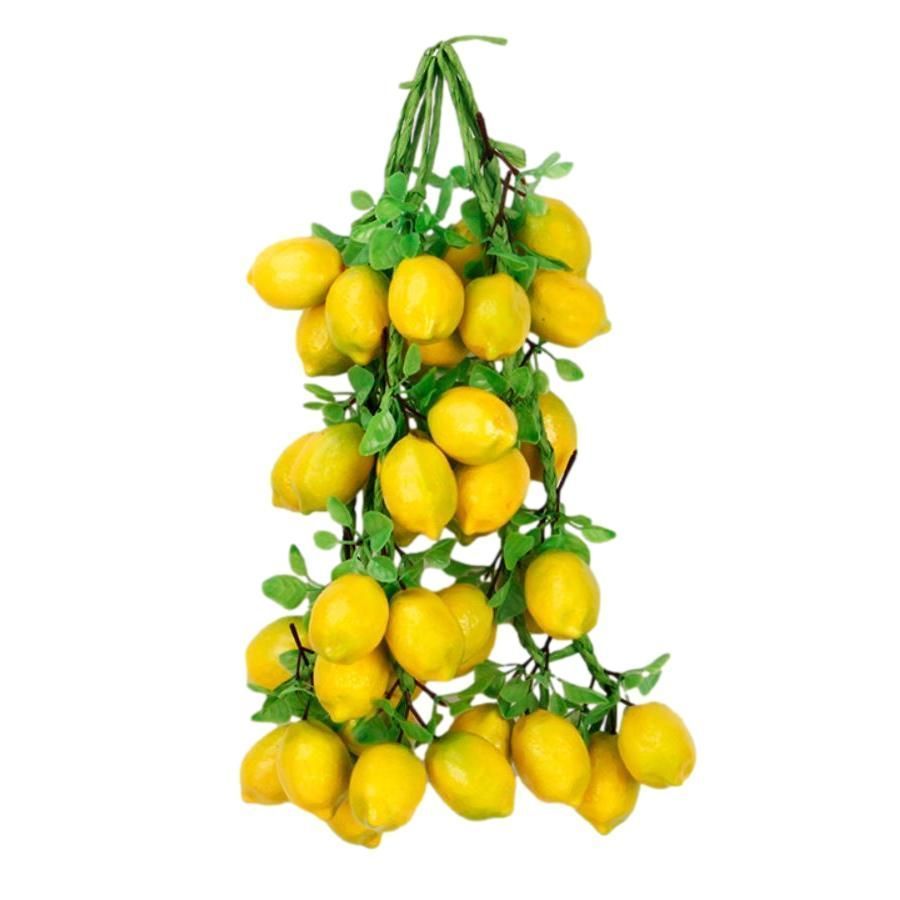 食品サンプル 吊るし果物 フルーツ 葉っぱつき 4本セット (レモン)_画像1