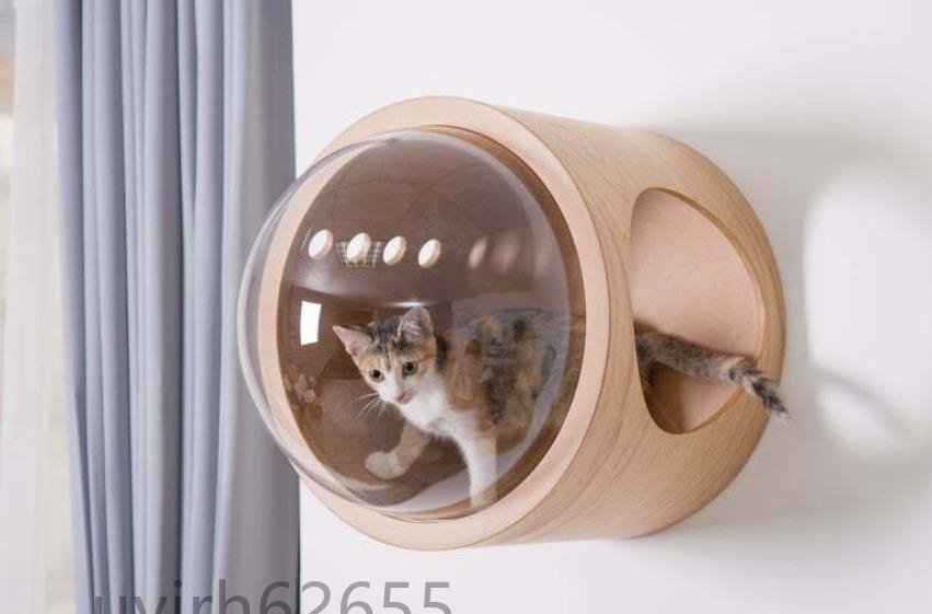 強くお勧め★高級高品質！猫 キャットウォーク キャットステップ ベッド ハウス 壁付け 天然木 宇宙