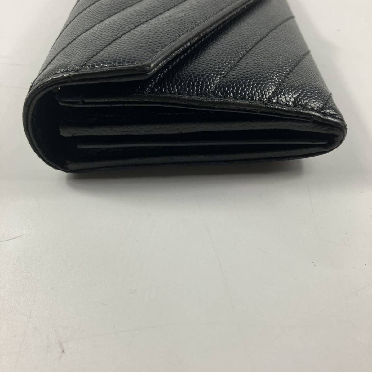 1円美品YVESSAINTLAURENT イヴサンローラン 長財布 キャビアスキン