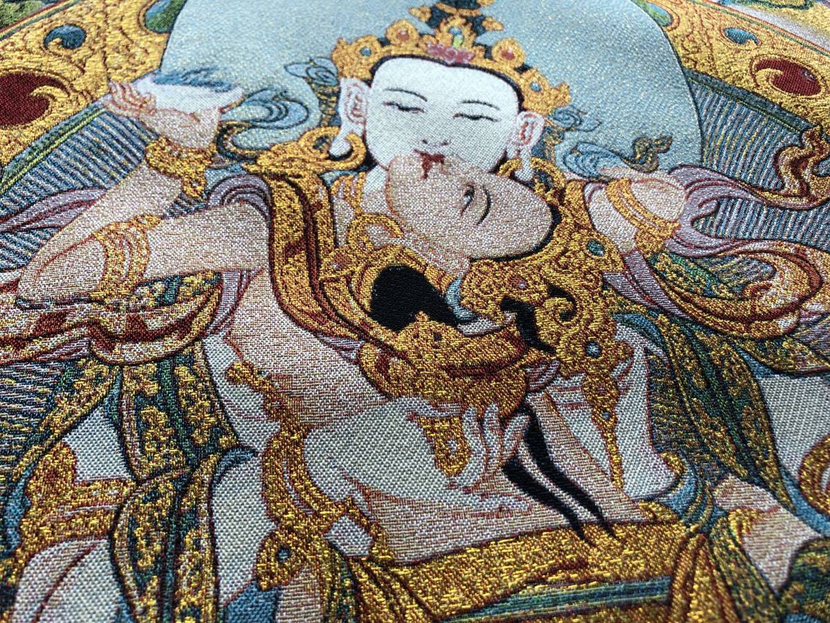 チベット密教 　卍　仏教美術　【 金剛さった　ヤブユム　歓喜仏 　織物】　　刺繍　90ｃｍ　　　検索；釈迦 仏陀　仏像　仏画　F5_画像7