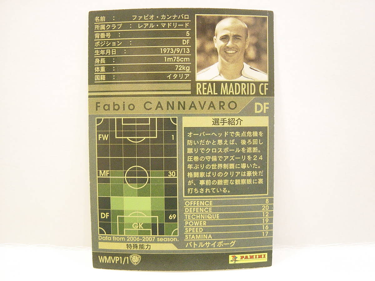 ■ WCCF 2006-2007 WMVP ファビオ・カンナバロ　Fabio Cannavaro 1973 Italy　Real Madrid CF Spain 06-07 Ballon d'Or_画像4