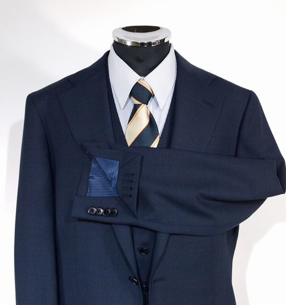 超格安一点 プロ品質/メンズsuit/4303/本台場・本切羽★A7★段返り3ツ釦スリーピース/ネイビー/織無地/ XLサイズ以上 超格安一点 プロ品質/メンズsuit/4303/本台場・本切羽★A7★段返り3ツ釦スリーピース/ネイビー/織無地/ XLサイズ以上