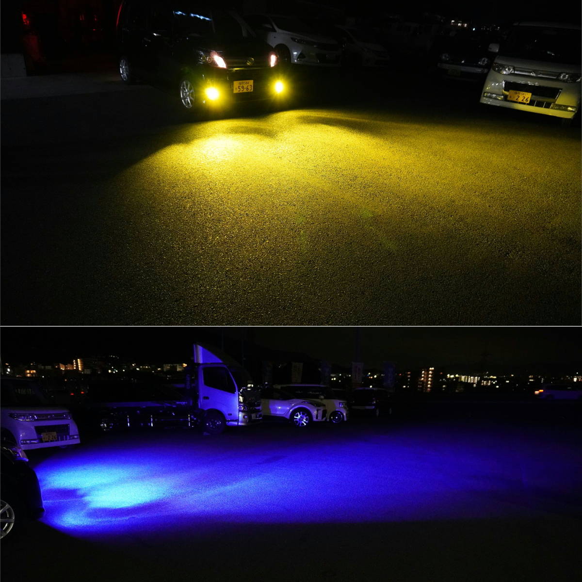 LED フォグランプ/ヘッドライト イエロー ホワイト ブルー フラッシュ H8 H9 H11 H16 3色 4パターン切替 8000LM×2 ファン冷却 2個_画像8