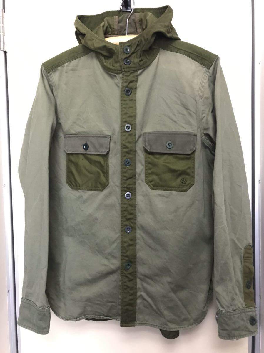 [ made in Japan ] long sleeve SILAS Silas COTTON with a hood . shirt jacket size2 / olive green 