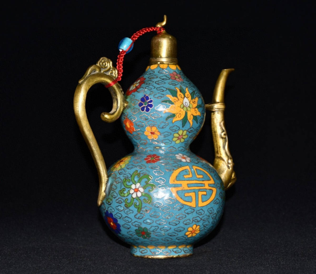 超珍館蔵】銅製 山水紋 酒壺 置物 古賞物 古美術品 稀少珍蔵品-