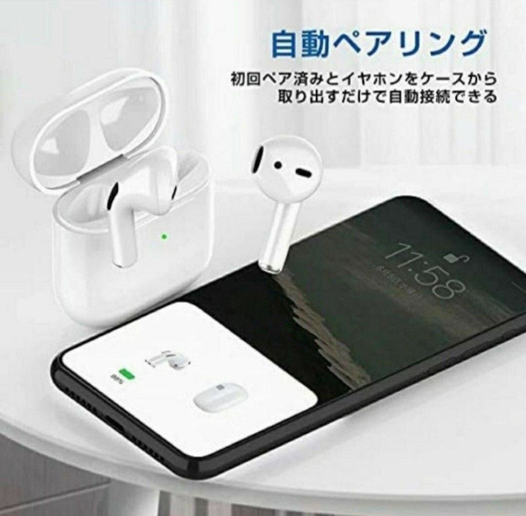 ワイヤレスイヤホン　イヤホン　2024年最新モデル　Bluetoothイヤホン ホワイト　ヘッドホン　オーディオ　箱付き　高音質