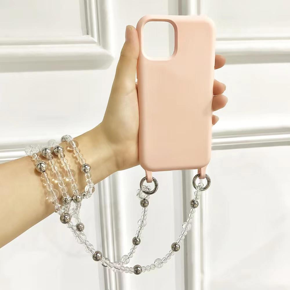  conditions attaching half-price neck strap long smartphone case for diagonal .. clear & silver 