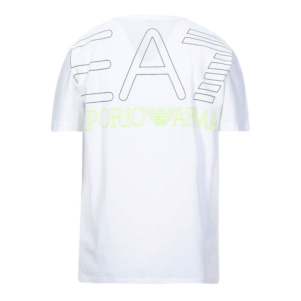 新品正規60％OFF EA7 EMPORIO ARMANI エンポリオ アルマーニ Tシャツ XSサイズ 白 ビッグロゴデザイン SAFARI絶賛 -mb-037-2p st