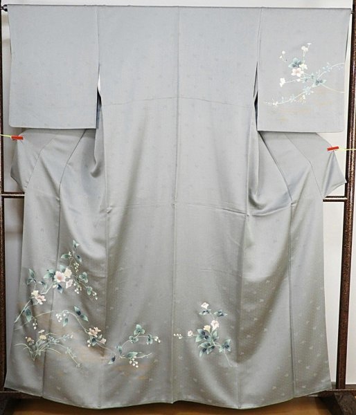 AM248　正絹　訪問着　花柄　身丈163.5ｃｍ