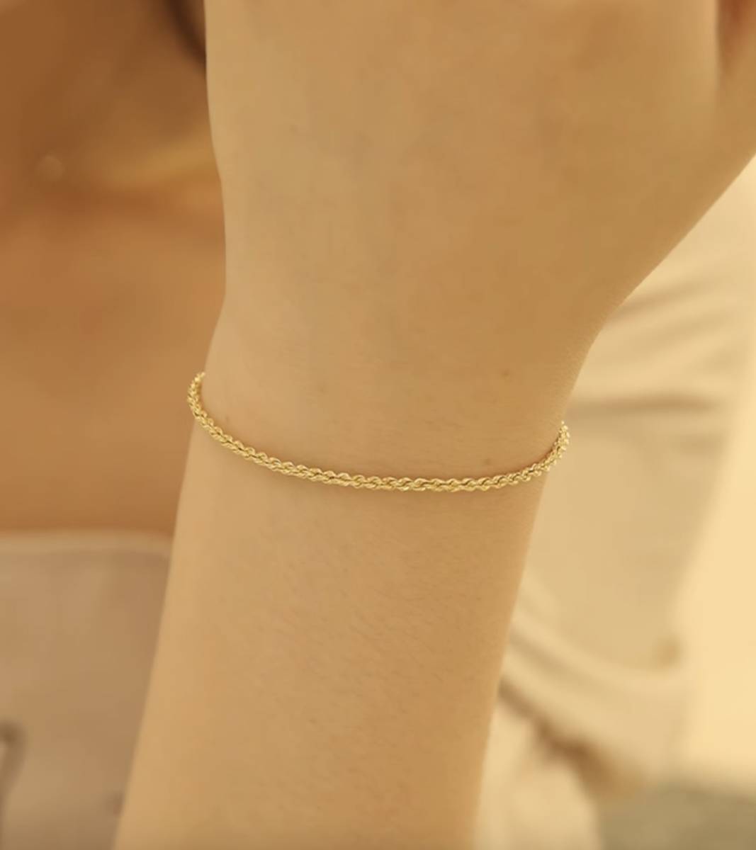 K18YG イエローゴールド 18K ねじり ロープチェーン 綱 ブレスレット