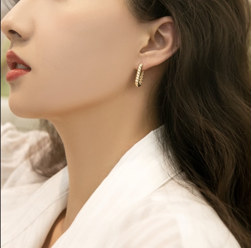 驚きの価格 イエローゴールド K14YG フープピアス K14 14K 14金 長方形