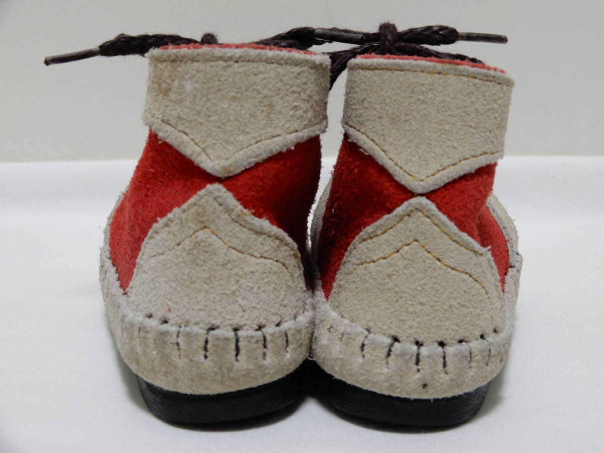 FUNNY/fa knee Kids in te Anne moccasin boots silky suede ( cow leather ) beads decoration child shoes 13. unused 