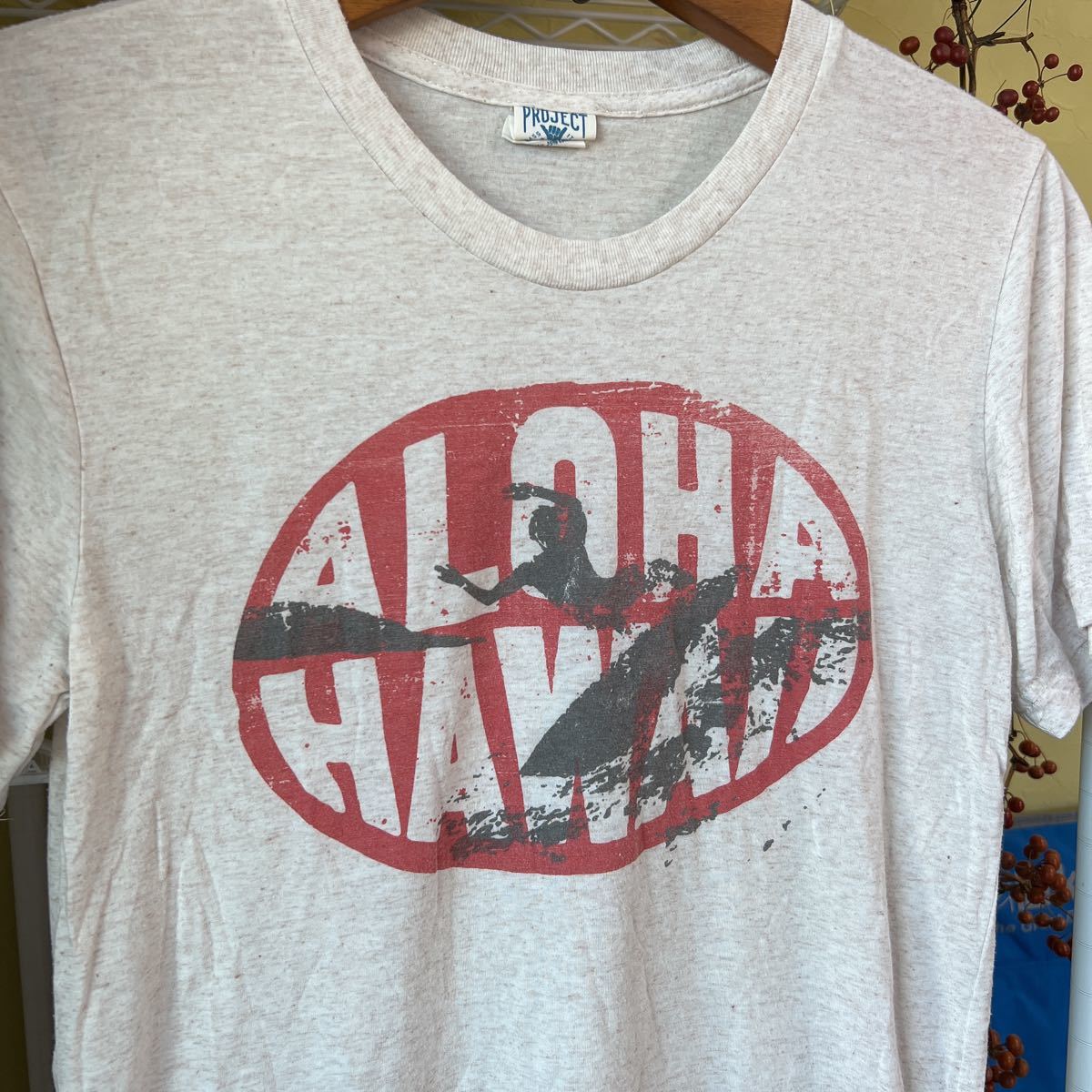 ハワイ製　サーフTシャツ　霜降り白茶　SM