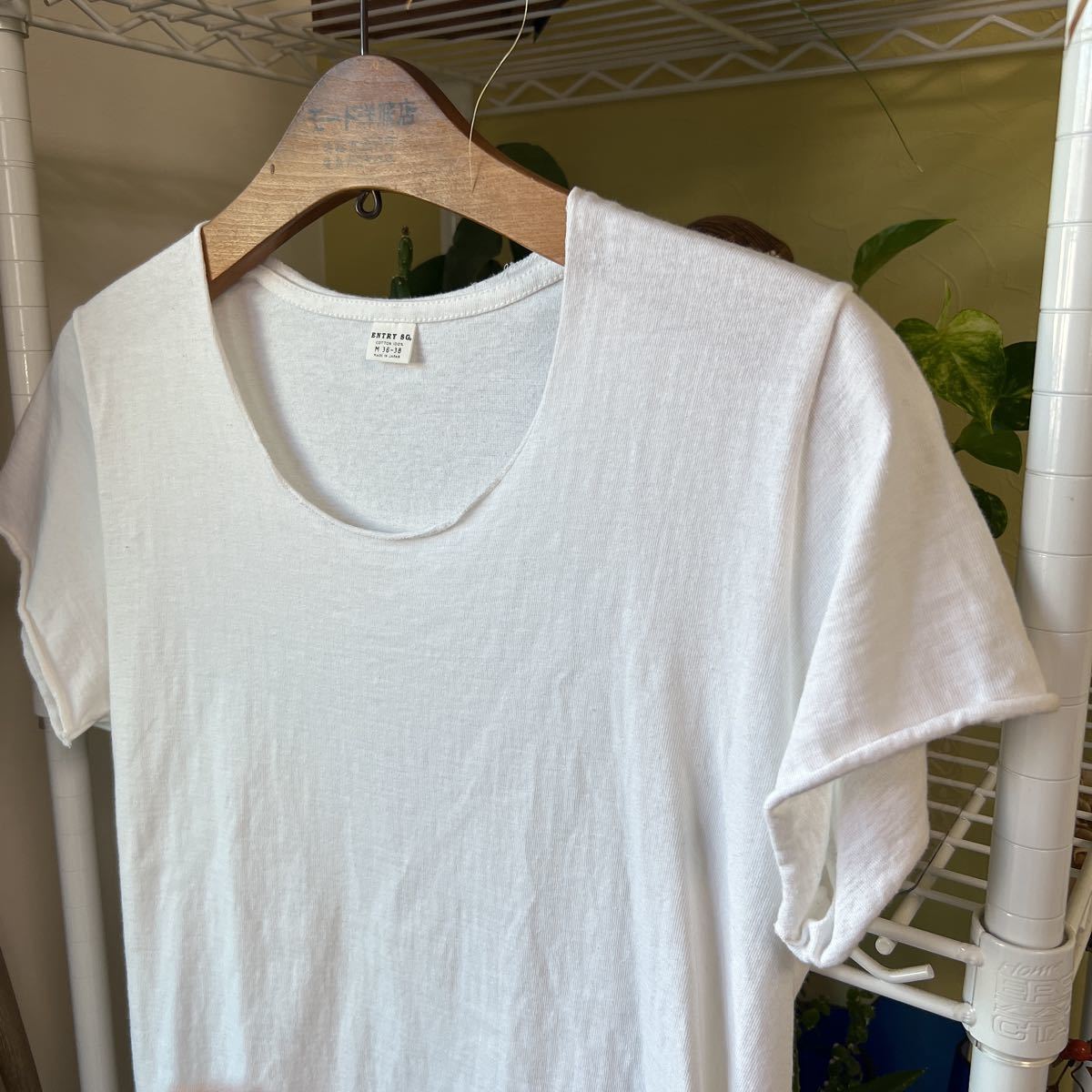 日本製 ENTRY デザインTシャツ 白 切りっぱなし M_画像5