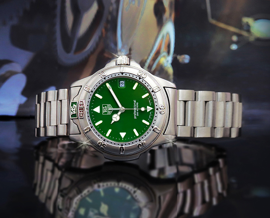 【TAGHEUER】タグホイヤープロフェッショナル200M “希少!グリーン色文字盤”メンズ腕時計【超美品◆電池交換済】_画像8