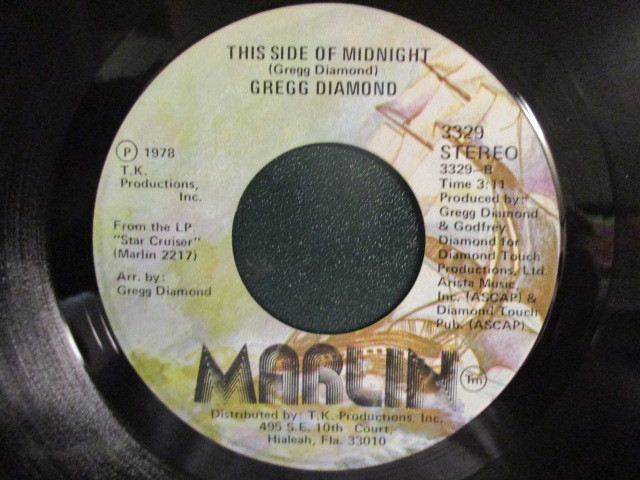 Gregg Diamond ： Star Cruiser 7'' / 45s (( T.K. Disco )) c/w This Side Of Midnight (( 落札5点で送料当方負担_画像2