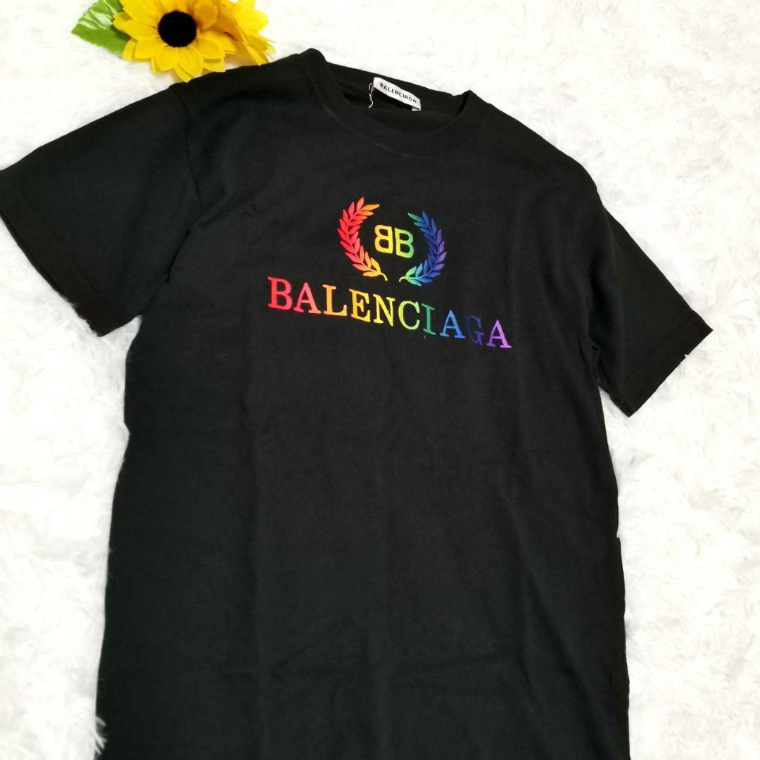 美品 BALENCIAGA バレンシアガ Tシャツ bbロゴ ビッグロゴ 刺繍ロゴ