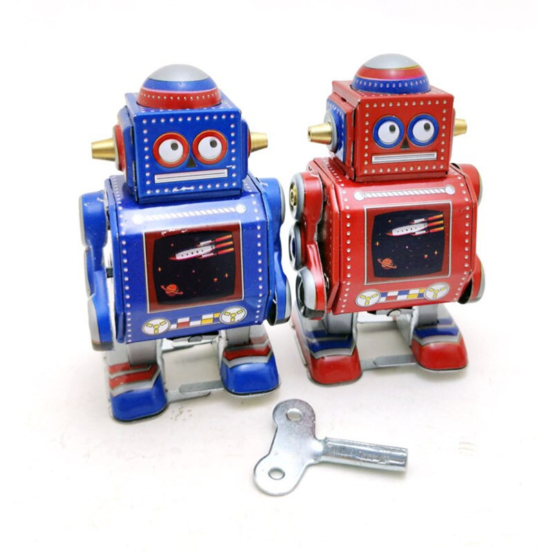 ## Mini clock device robot, toy,8cm,, Vintage. handmade handicraft, metal gift, to coil taking . toy 1 Sold