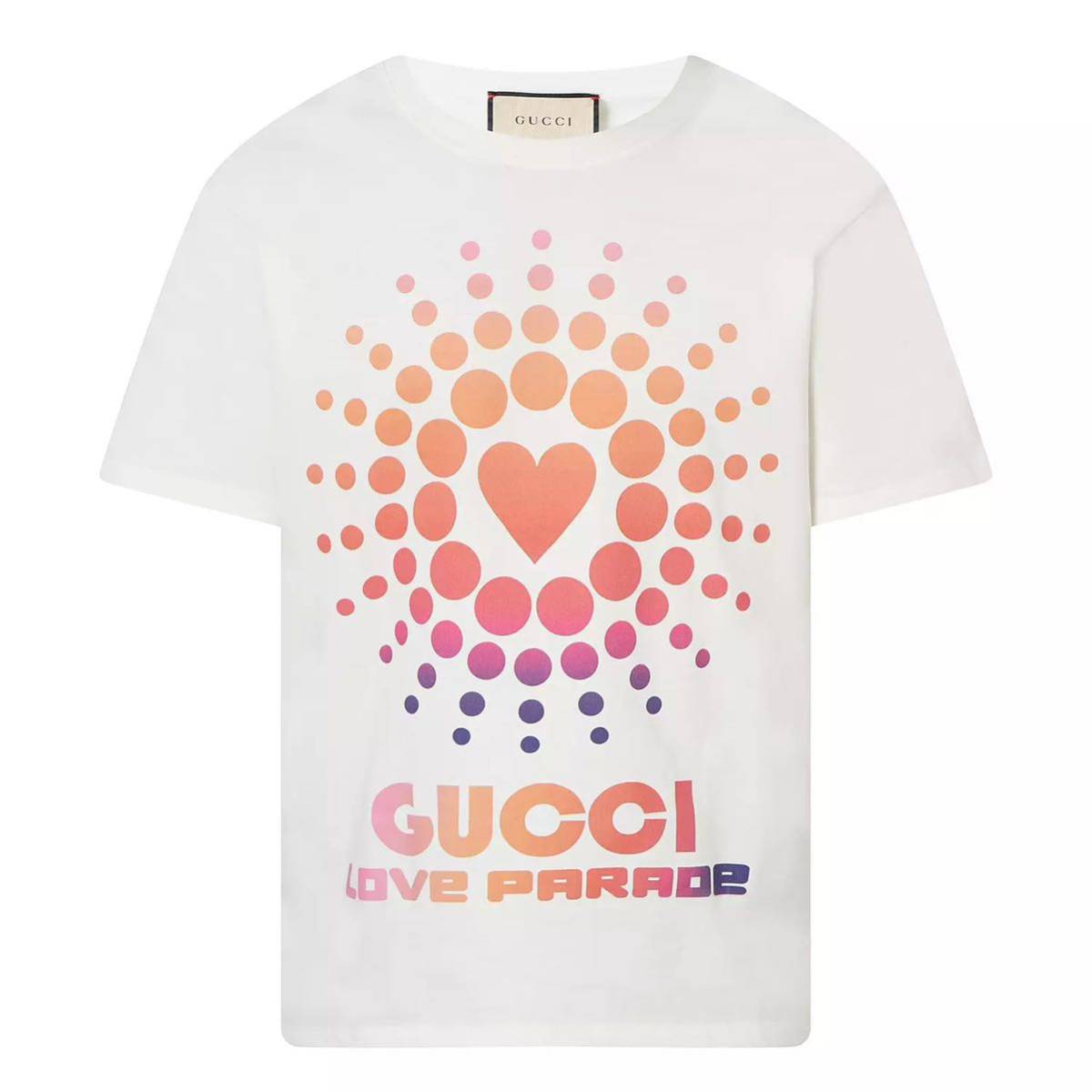 正規 22SS GUCCI LOVE PARADE グッチ ラブ パレード ロゴ クルーネック Tシャツ 白 L 548334 XJEMZ_画像2