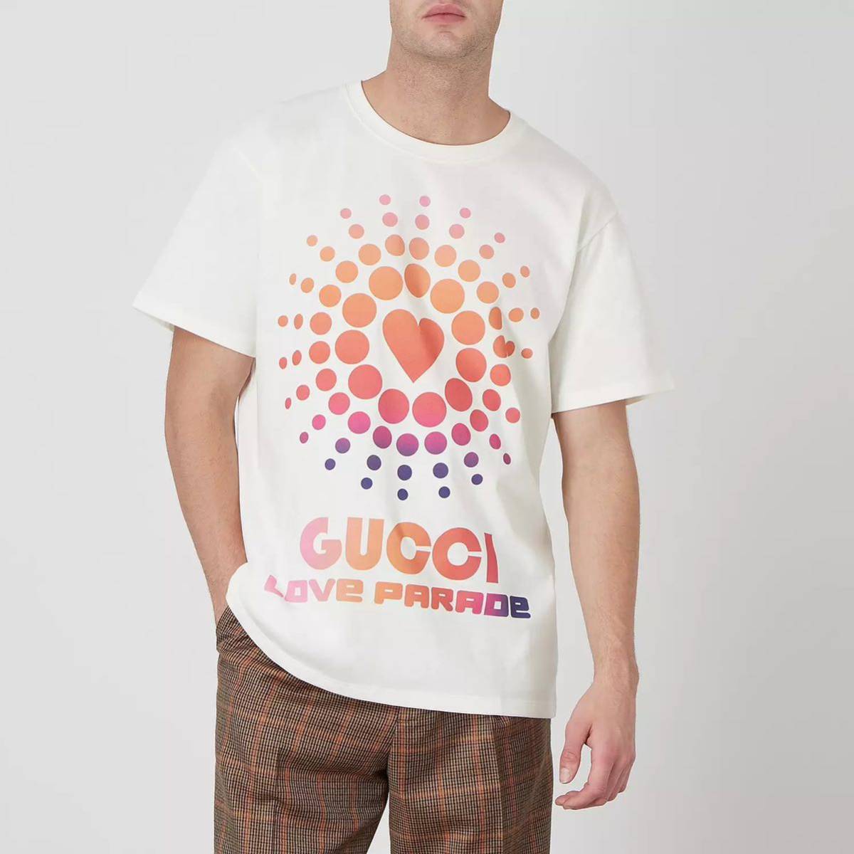 正規 22SS GUCCI LOVE PARADE グッチ ラブ パレード ロゴ クルーネック Tシャツ 白 L 548334 XJEMZ_画像1